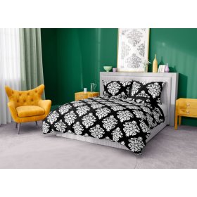 Lenjerie de pat din bumbac Glamour alb-negru 140x200cm + 70x90cm, Faro