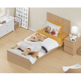 Lenjerie de pat copii 140x200 cm + 70x90 cm Pisicuta, Faro