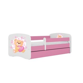 Pat pentru copii cu barieră Ourbaby - Ursuleț - roz, Ourbaby