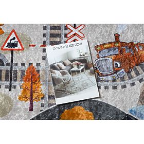 JUNIOR 51986.803 covoraș de spălat Căi ferate, locomotivă pentru copii antiderapant - gri