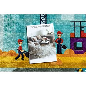 JUNIOR 52105.801 covor de joacă pentru copii Șantier, stradă antiderapant - albastru, F.H.Kabis