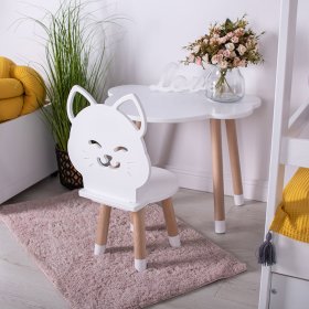 Masa pentru copii cu scaune - Pisica - alba, Ourbaby