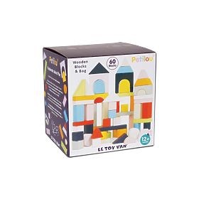 Le Toy Van Petilou Cuburi colorate în sac de bumbac 60 buc, Le Toy Van