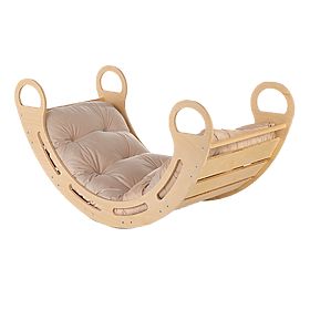 Leagăn Montessori din lemn cu pernă bej - 100 cm