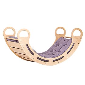 Leagăn montessori din lemn cu pernă gri - 85 cm, Ourbaby®