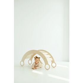 Leagăn Montessori din lemn cu tobogan/scară L - natural