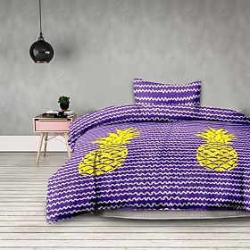 Lenjerie BASIC - AMELIAHOME culoare mov motiv imprimat stil modern 155x220*2+80x80