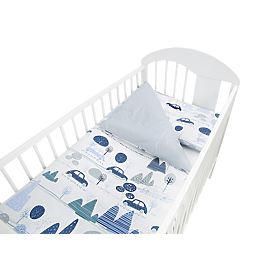 Set lenjerie de pat 135x100 cm Mașini - albastru