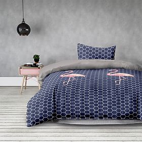 Lenjerie de pat BASIC - AMELIAHOME culoare albastru închis cu imprimeu animalier stil modern 155x220