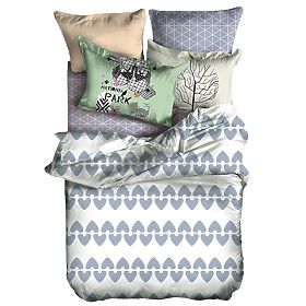 Lenjerie de pat BASIC culoare gri cu motiv geometric imprimat 155x220_80x80*1 DecoKing