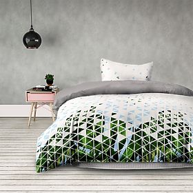 Lenjerie de pat BASIC culoare verde motiv vegetal imprimat stil modern 155x220*2+80x80*2 AmeliaHome