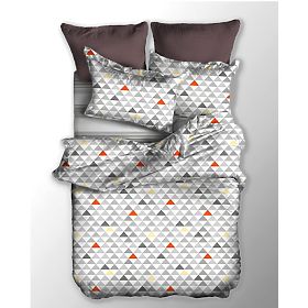 Lenjerie de pat BASIC gri cu model geometric 155x220_80x80*1 DecoKing
