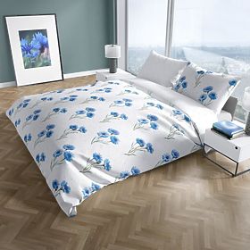 Lenjerie de pat din bumbac Albăstrele albastre 140x200cm + 70x90cm, Faro