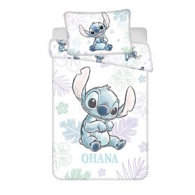 Lenjerie de pat Lilo and Stitch 'Ohana White' pentru bebeluși 100x135 cm + 40x60 cm