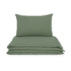Lenjerie de pat din muselină Ourbaby 135x100 + 40x60 cm - verde, Ourbaby®