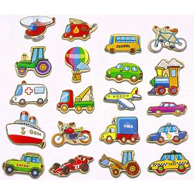 Magneti din lemn pentru copii - Vehicule