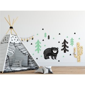 decorare pe perete urs în păduri mentă negru, Mint Kitten