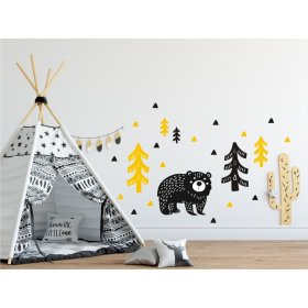 Decorațiune de perete cu urs în negru și galben, Mint Kitten
