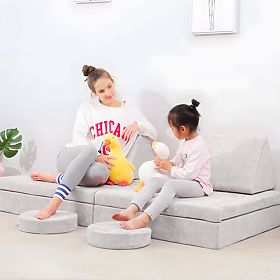 Fotoliu modular pentru copii DIY 8 perne moi pliabile - gri ECOTOYS, EcoToys