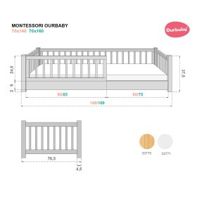 Pat mic pentru copii Montessori Ourbaby - alb