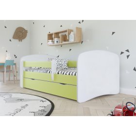 Pat pentru copii cu barieră Ourbaby - verde-alb