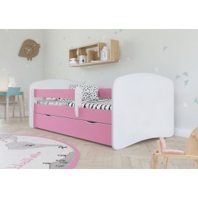 Pat pentru copii cu bariera Ourbaby - roz-alb