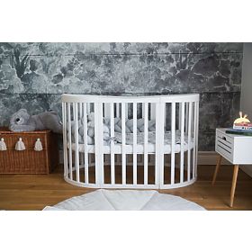 Pătuț oval extensibil Ruby 7 în 1 - alb