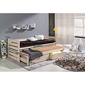 Pat de copii cu extensie și barieră Praktik - natural (2), Ourbaby®