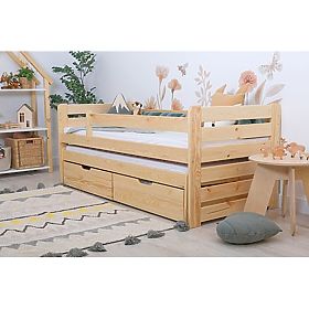 Pat de copii cu extensie și barieră Praktik - natural (2), Ourbaby®