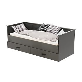 Pat de tineret extensibil HELIOS cu panouri tapițate grafit 200x80/200x160