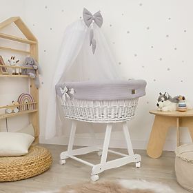 Pătuț alb din răchită cu echipament pentru bebeluș - Arici, Ourbaby®