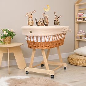Pătuț din răchită cu echipament pentru bebeluș - bej, Ourbaby®