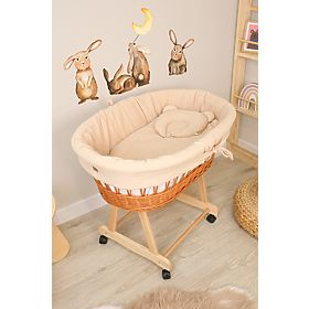 Pătuț din răchită cu echipament pentru bebeluș - bej, Ourbaby®
