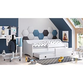 Pat dublu ERYK cu sertar și barieră 160x80 mâner negru