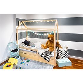 Pat de copii tip căsuță Paul - natural, Ourbaby®