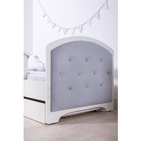Pat de copii tapițat Luna cu barieră - gri deschis