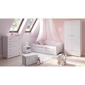 Pat pentru copii EMMA cu sertar și barieră 180x80 roz