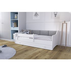 Pat pentru copii ERYK cu sertar și barieră 160x80 panou gri