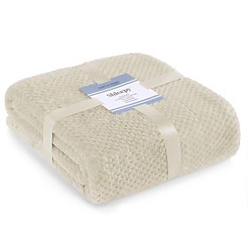 Pătură SHLEEPY culoare bej, jacquard presat, stil clasic 130x180