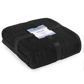 Pătură SHLEEPY neagră cu model jacquard stil clasic 130x180