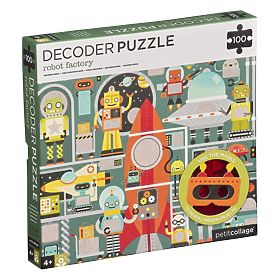 Petit Collage Puzzle roboți 100 buc cu ochelari 3D