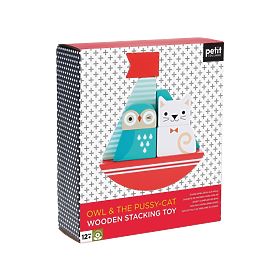 Petit Collage Turn de stivuire din lemn Bufniță și pisicuță, Petit Collage