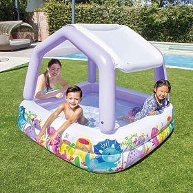 Piscină gonflabilă cu acoperiș pentru copii mov INTEX 57470-DINO