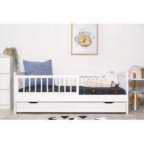 Pat pentru copii cu bariera TEDDY - alb, Ourbaby