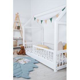 Pat de tip casa Montessori Elis alb