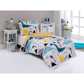 Lenjerie de pat pentru copii Dinozauri - 140 x 200 cm + 70 x 90 cm