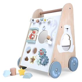 Premergător din lemn pentru copii cu elemente mobile ECOTOYS
