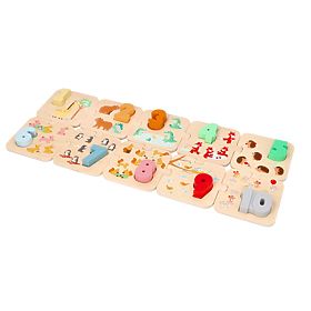 Puzzle din lemn cu animale - învățarea numerelor Montessori, Lelin