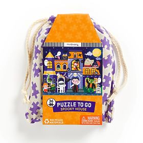 Puzzle Mudpuppy Casă bântuită în săculeț textil 36 de piese, Mudpuppy