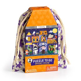 Puzzle Mudpuppy Casă bântuită în săculeț textil 36 de piese, Mudpuppy